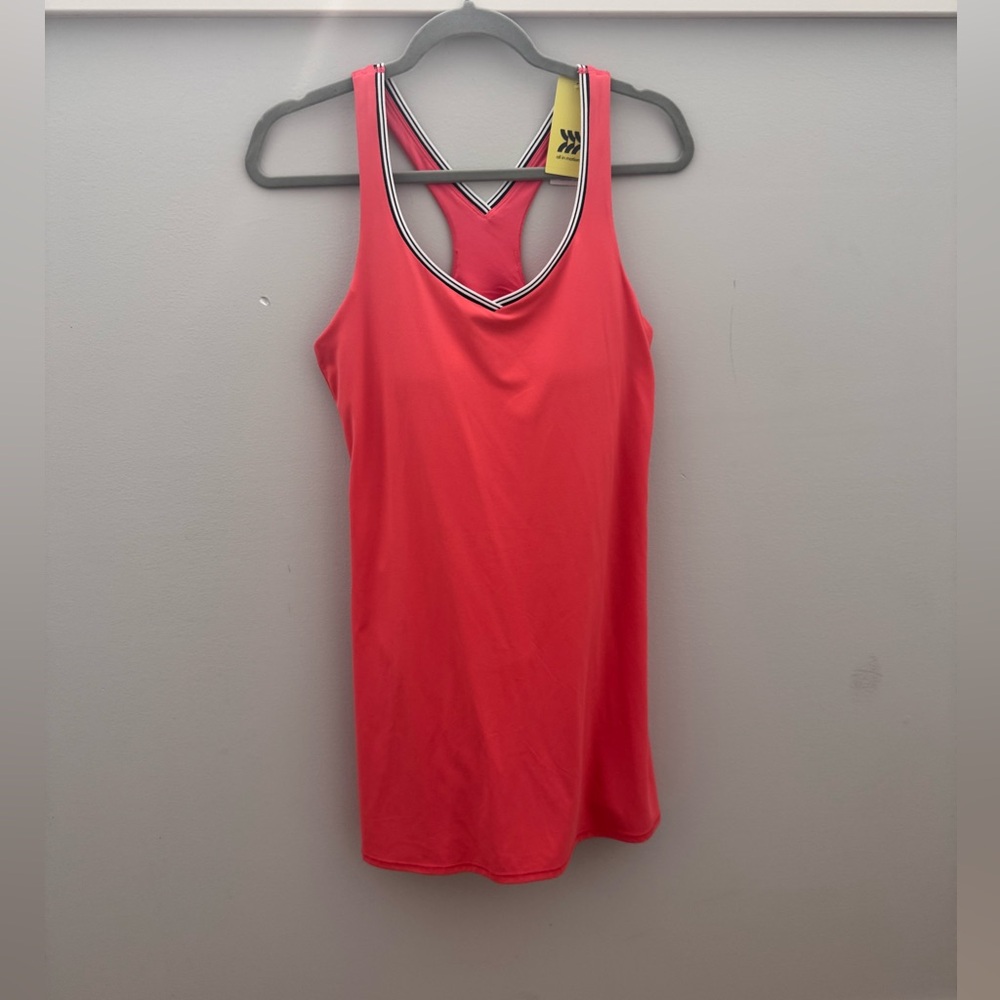 all in motion Coral Racerback Athletic Tank Dress with Contrast Trim